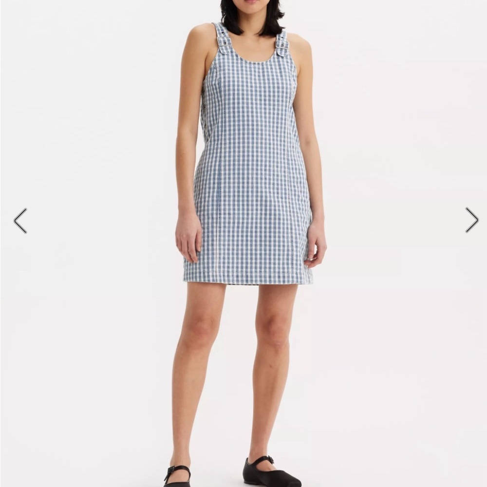 Levi's Blue Checkered Denim Mini Dress